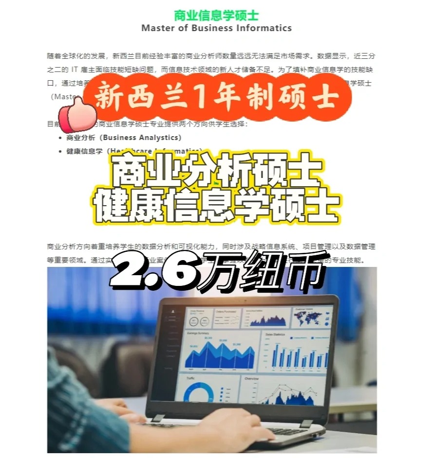 重磅！1年制商业分析和健康信息学硕士2.6万